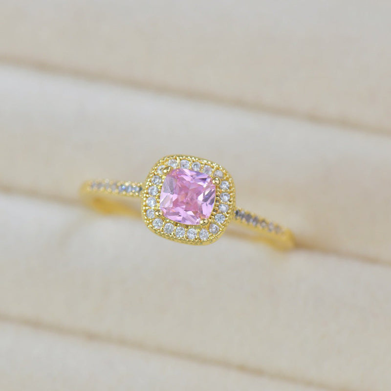 Rosaline Halo Ring in Gold