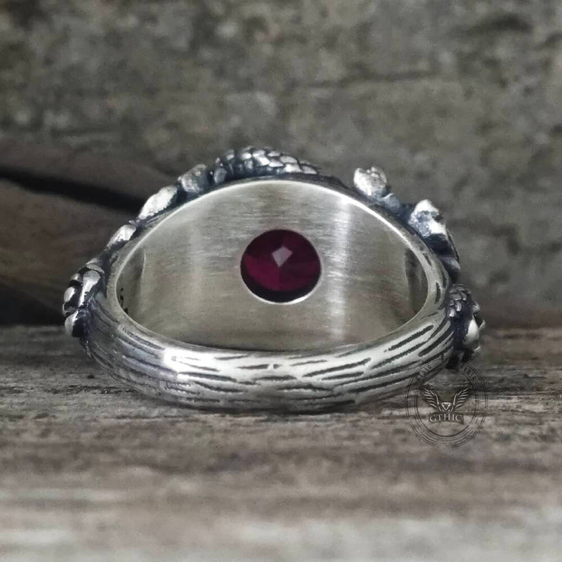 Rose Double Snake Entwined Gem Sterling Silver Ring
