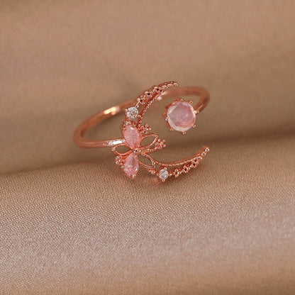 Rosy Moonflower Ring