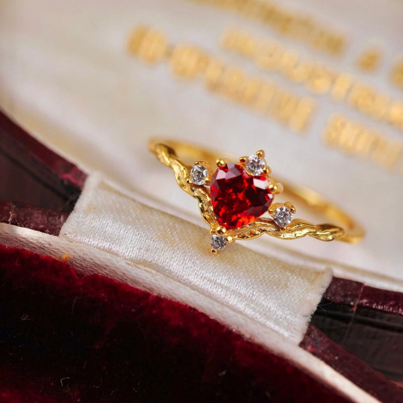 Ruby Heart Tiara Ring