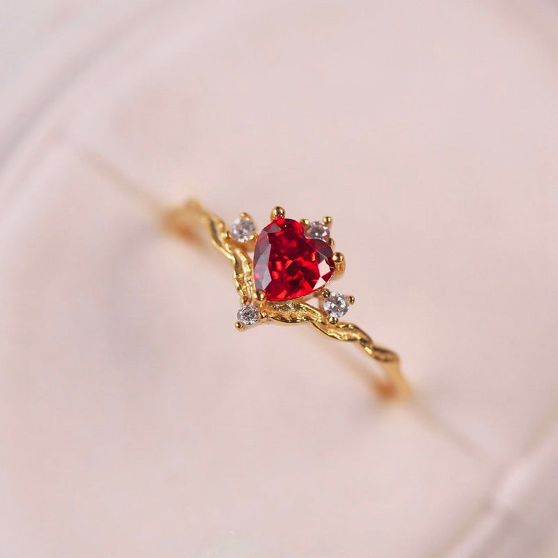 Ruby Heart Tiara Ring