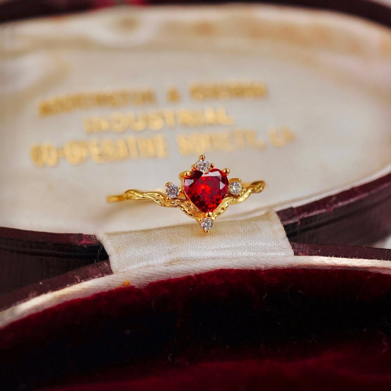 Ruby Heart Tiara Ring
