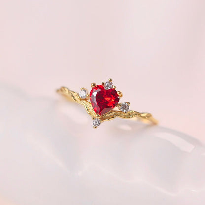 Ruby Heart Tiara Ring