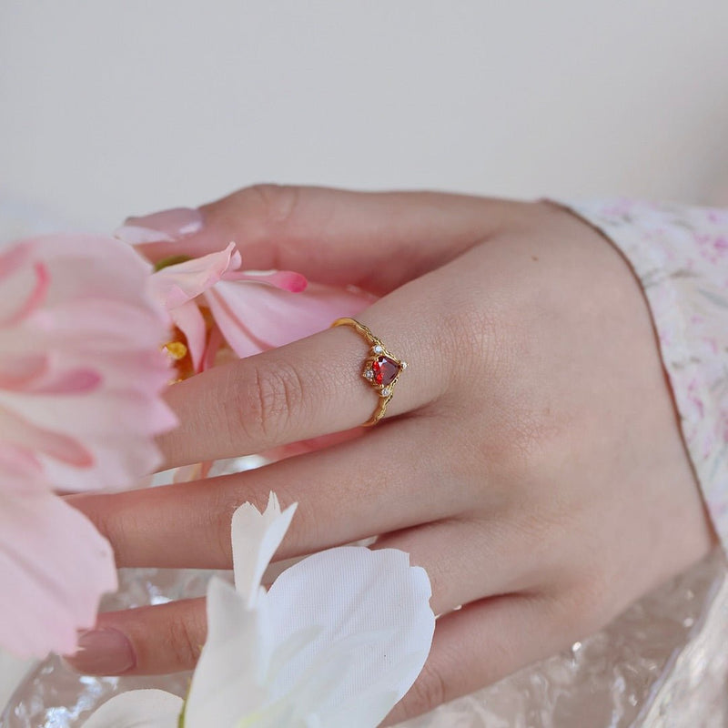 Ruby Heart Tiara Ring