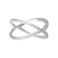 Criss Cross X Cubic Zirconia Cz Sterling Silver Engagement Eternity Ring