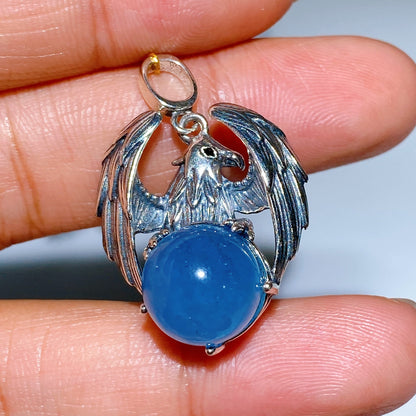 S925 Silver Star Rose Quartz & Aquamarine Pendant Healing Crystal