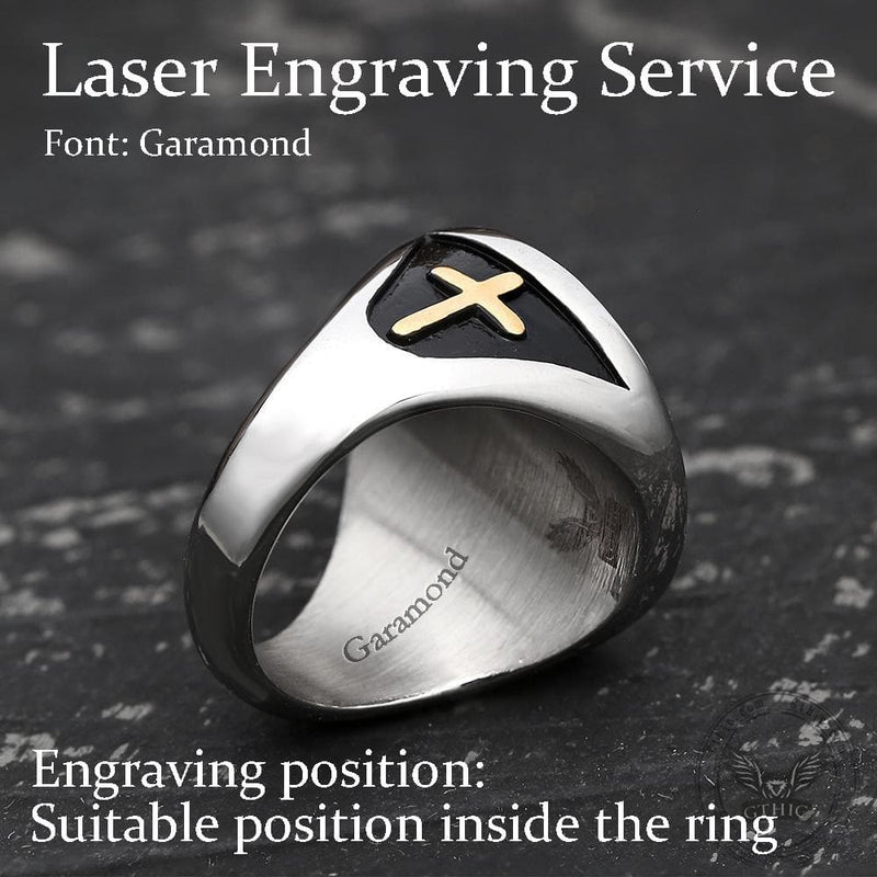 Saint Christopher Protect Us Stainless Steel Cross Ring