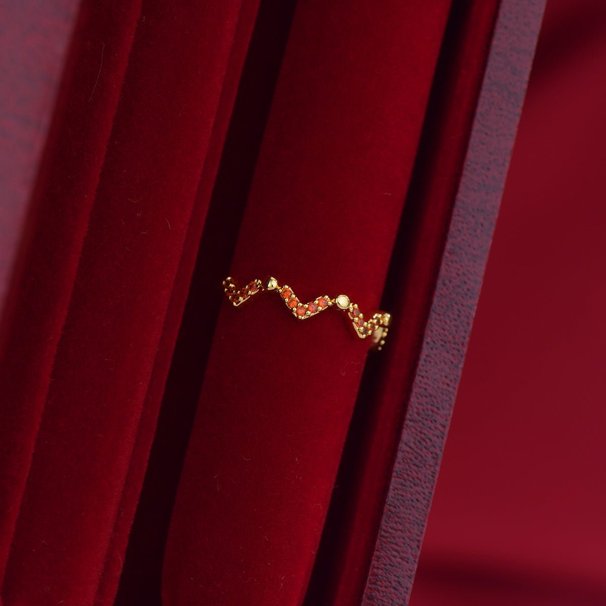 Scarlet Chevron Ring