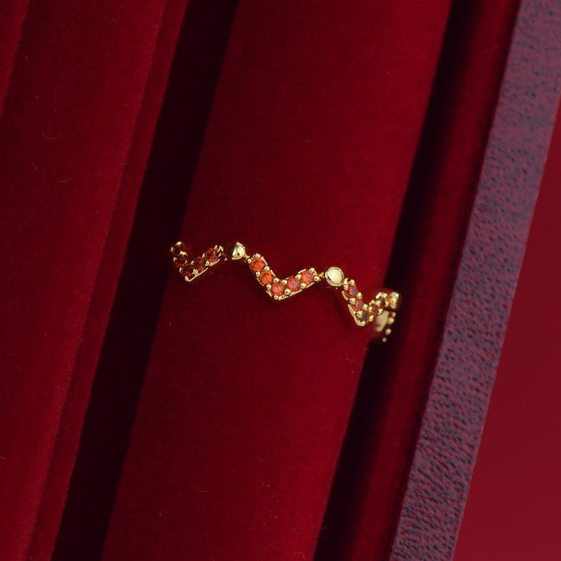 Scarlet Chevron Ring