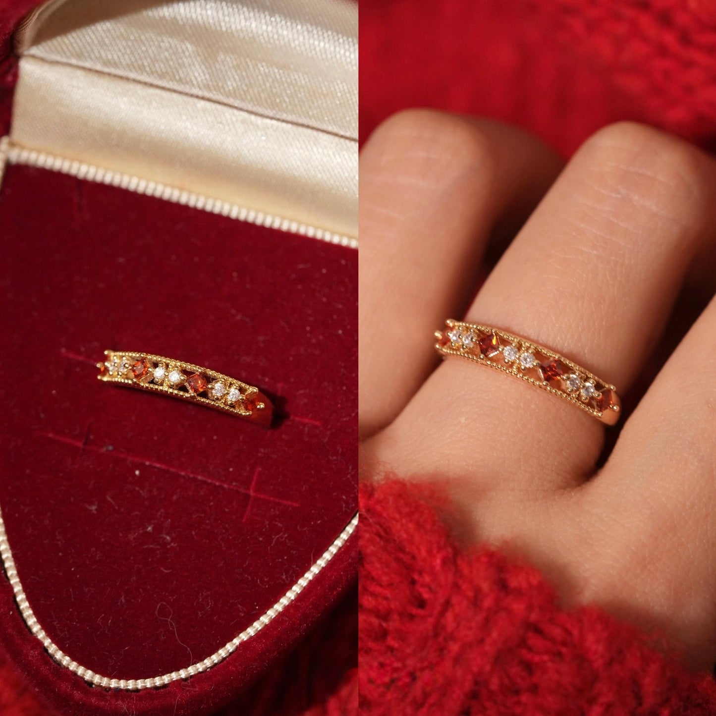 Scarlet Lattice Ring