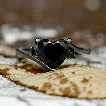 Heart-shaped Purple Zircon Brass Engagement Ring