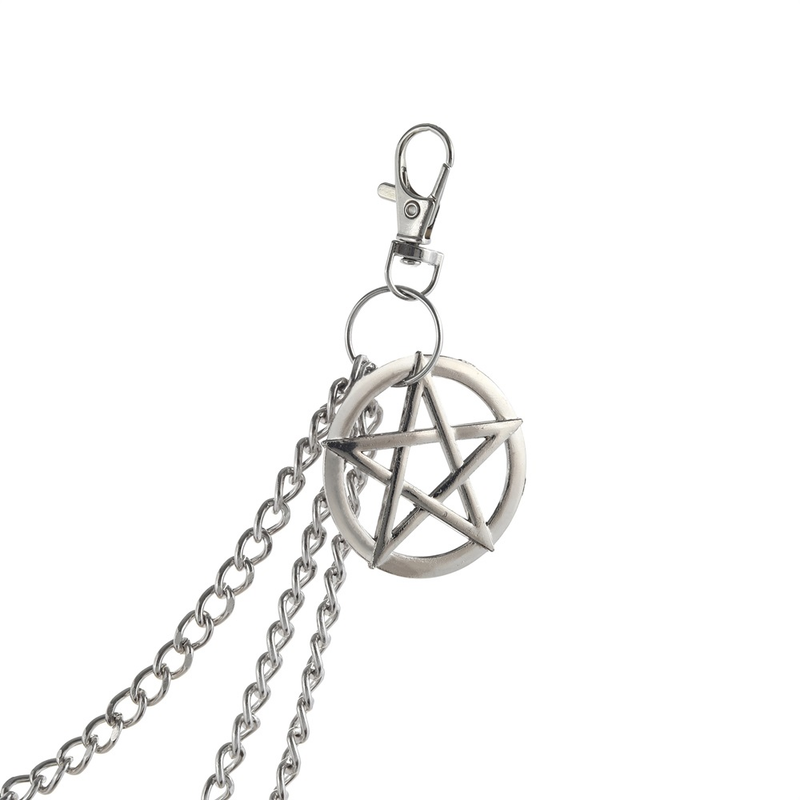 Side Chain for the Pants in Gothic Style / Pentagram Keychains for and