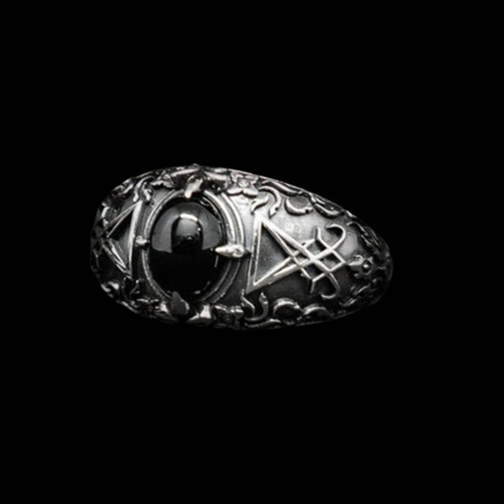 Sigil of Lucifer Black Gem Ring