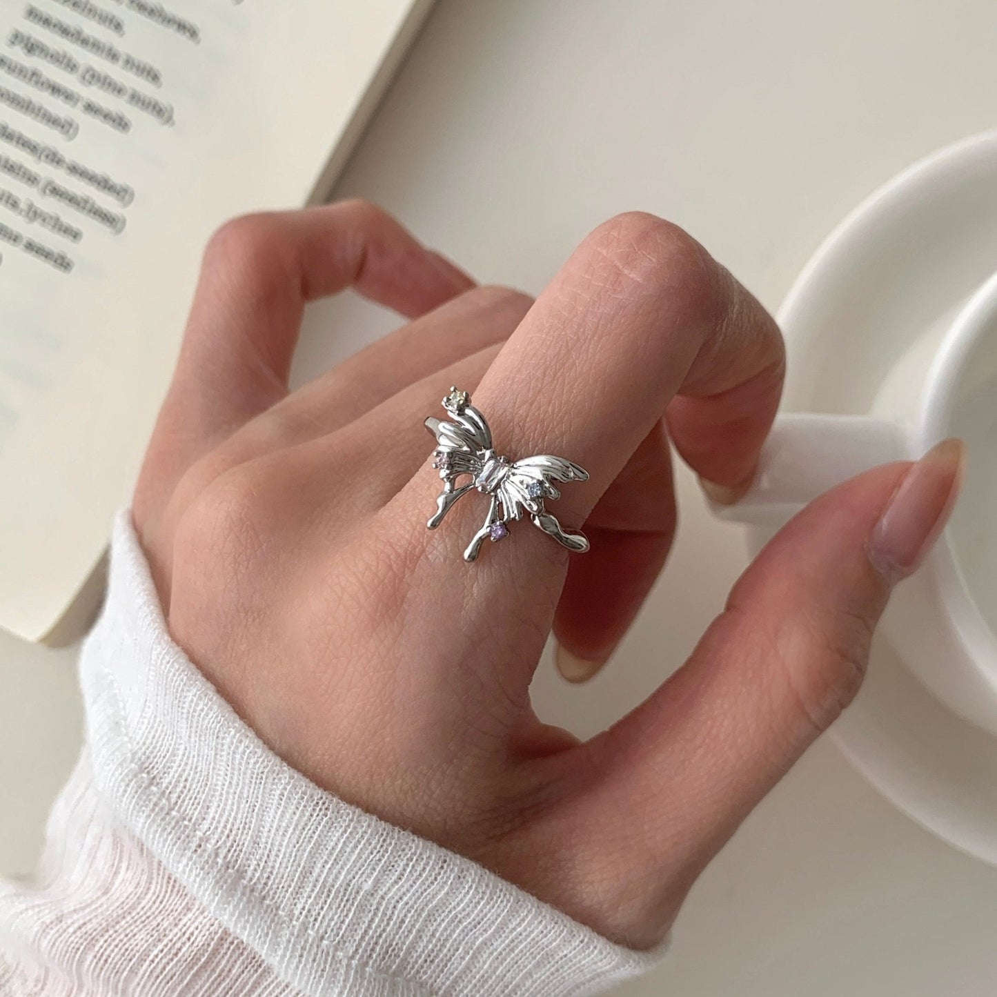 [] Lana Silver Butterfly Ring