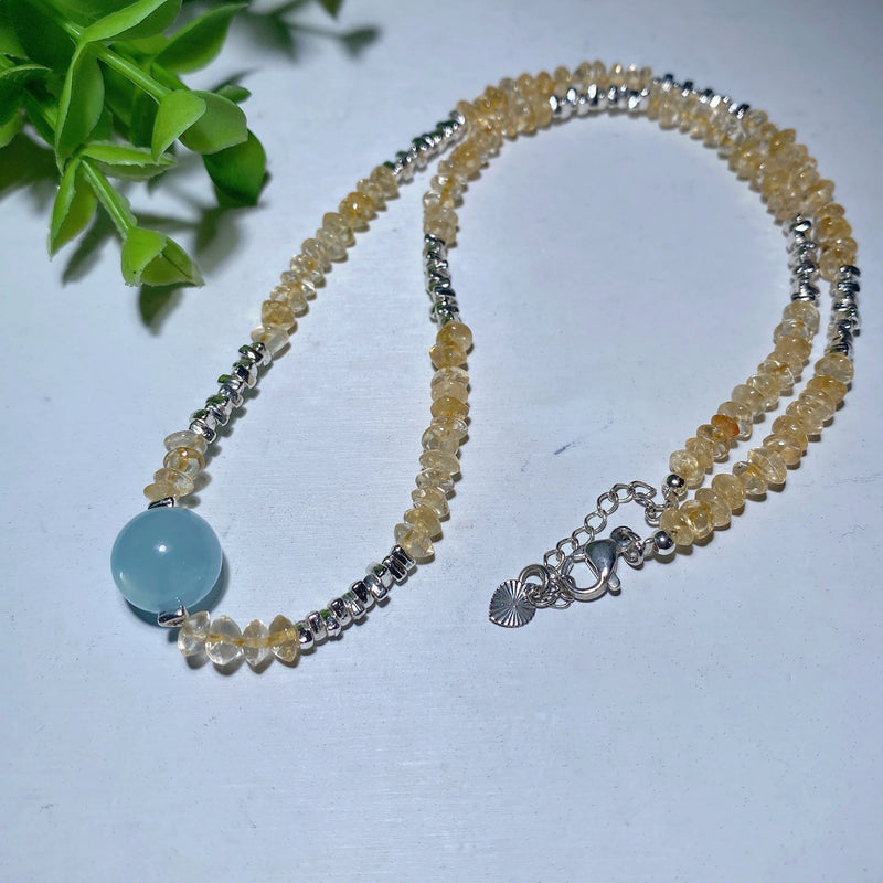 Silver Crystal Chips Healing Necklace 7.5in Approx