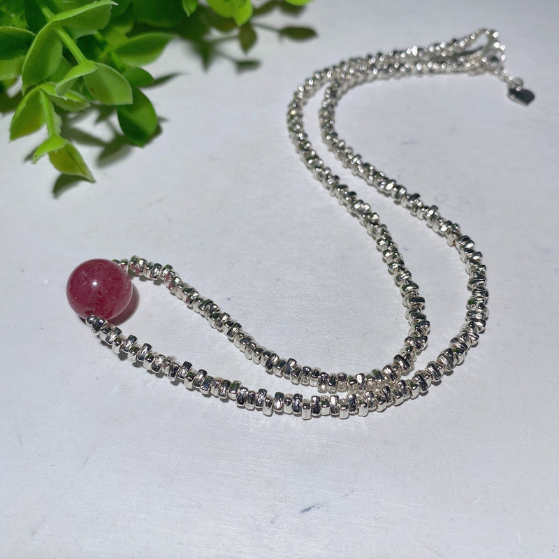 Silver Crystal Chips Healing Necklace 7.5in Approx