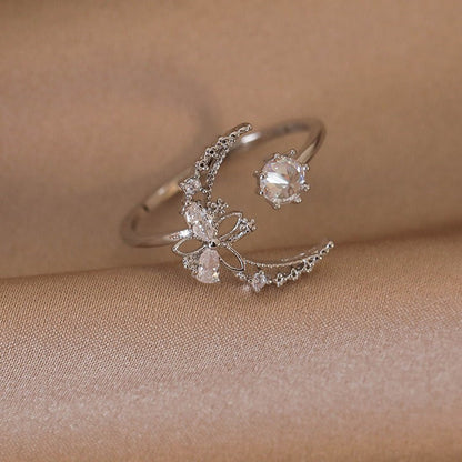Silver Moonflower Ring