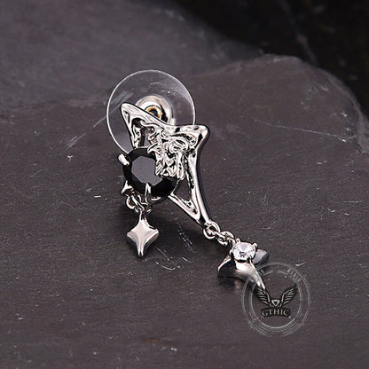 Silver 4 Pointed Star Alloy Drop Earrings