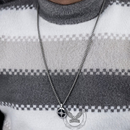 Simple Compass Design Stainless Steel Pendant