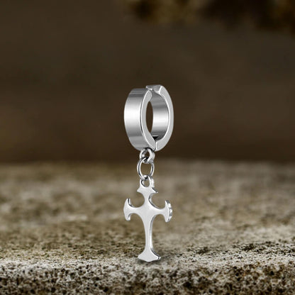Simple Cross Design Stainless Steel Earrings