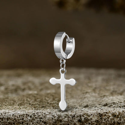 Simple Cross Design Stainless Steel Earrings