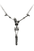 Skeleton Cross Pendant Necklace With Pewter Chain