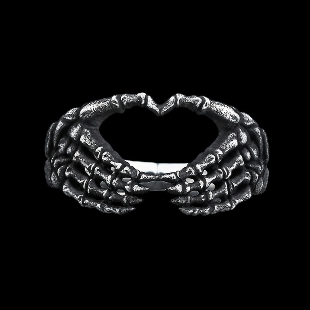Skeleton Hands Heart Ring
