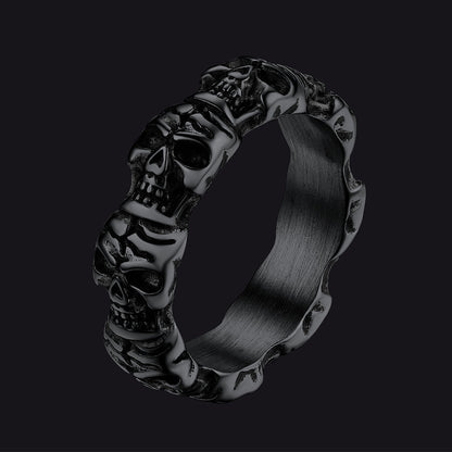 Punk Skull Statement Band Ring for in Stainless Steel