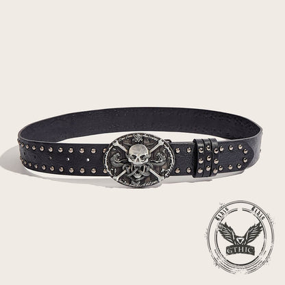 Skull and Snake Buckle Gothic Rivet Pu Leather Belt
