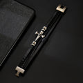 Skull Cross Pu Leather Braided Biker Alloy Bracelet