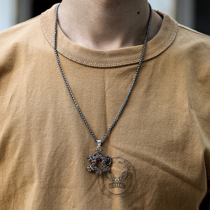 Snake Entwined Star Stainless Steel Pendant