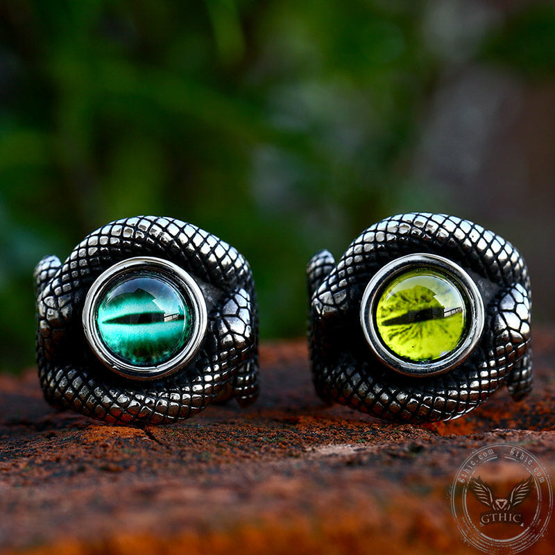 Snake Eye Stainless Steel Gemstone Ring
