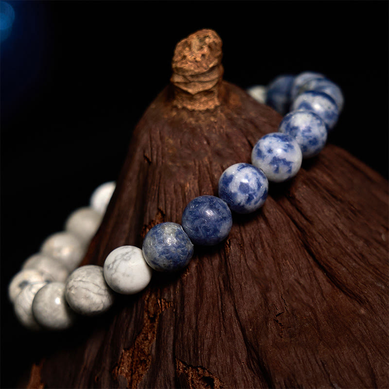 Sodalite 8mm Picasso Jasper White Turquoise Intuition Bracelet