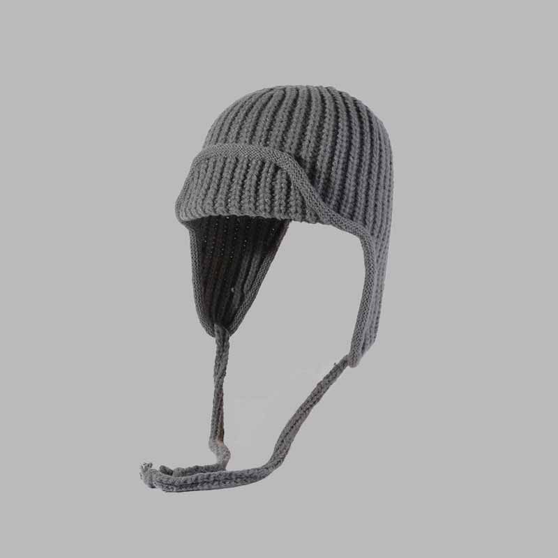 Color All-match Lace-up Knitted Beanie Hat
