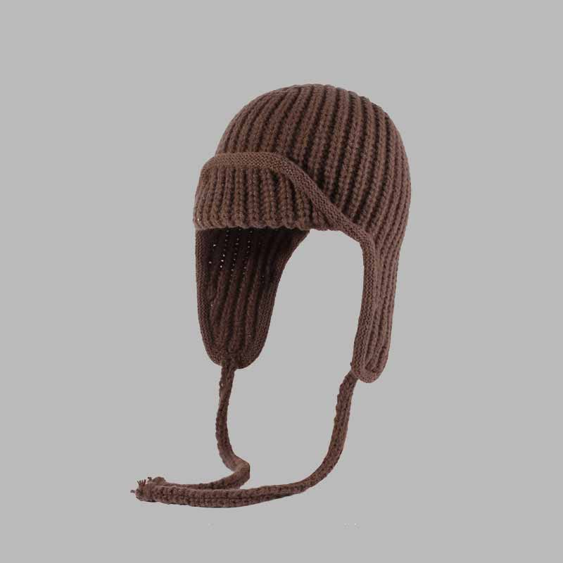 Color All-match Lace-up Knitted Beanie Hat