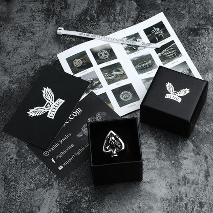 Spades Stainless Steel Skull Ring