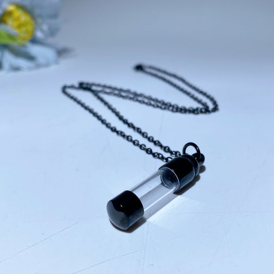 Spiritual Crystal Jar Necklace Black Gold Silver 8mm 11mm