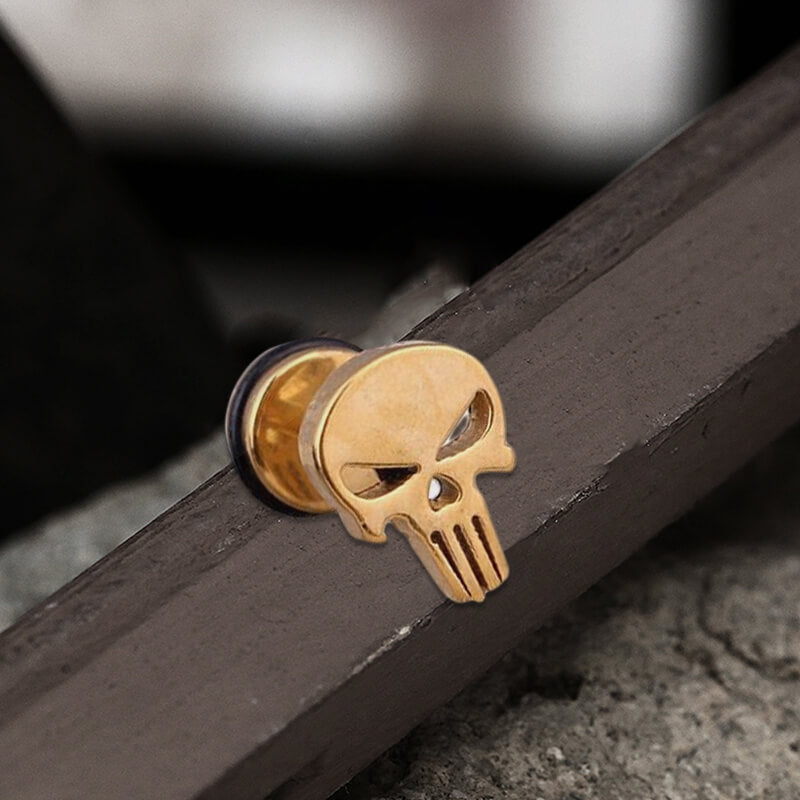 Spooky Stainless Steel Skull Stud Earrings
