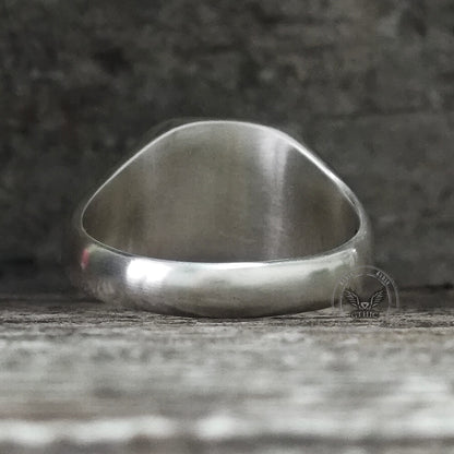 Square Cactus Cowboy Skull Sterling Silver Western Ring