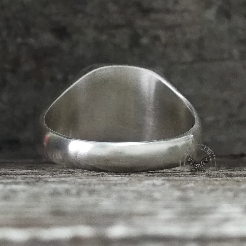 Square Cactus Cowboy Skull Sterling Silver Western Ring
