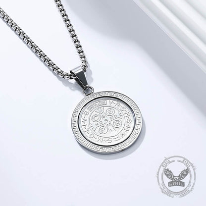 St. Benedict Double-sided Rotating Stainless Steel Amulet Pendant