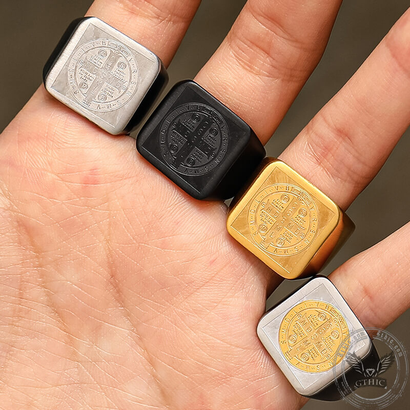 St. Benedict Cross Stainless Steel Christian Ring