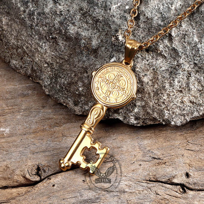 St. Benedict Medal Key Stainless Steel Pendant