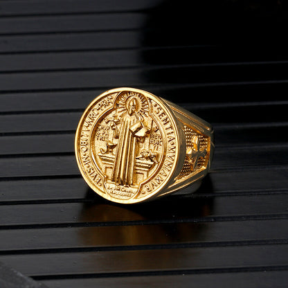 St. Benedict's Medal Exorcism Stainless Steel Ring