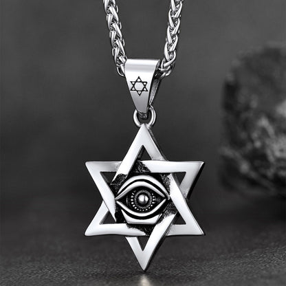 Star of David Necklace Pendant With Eye of God for