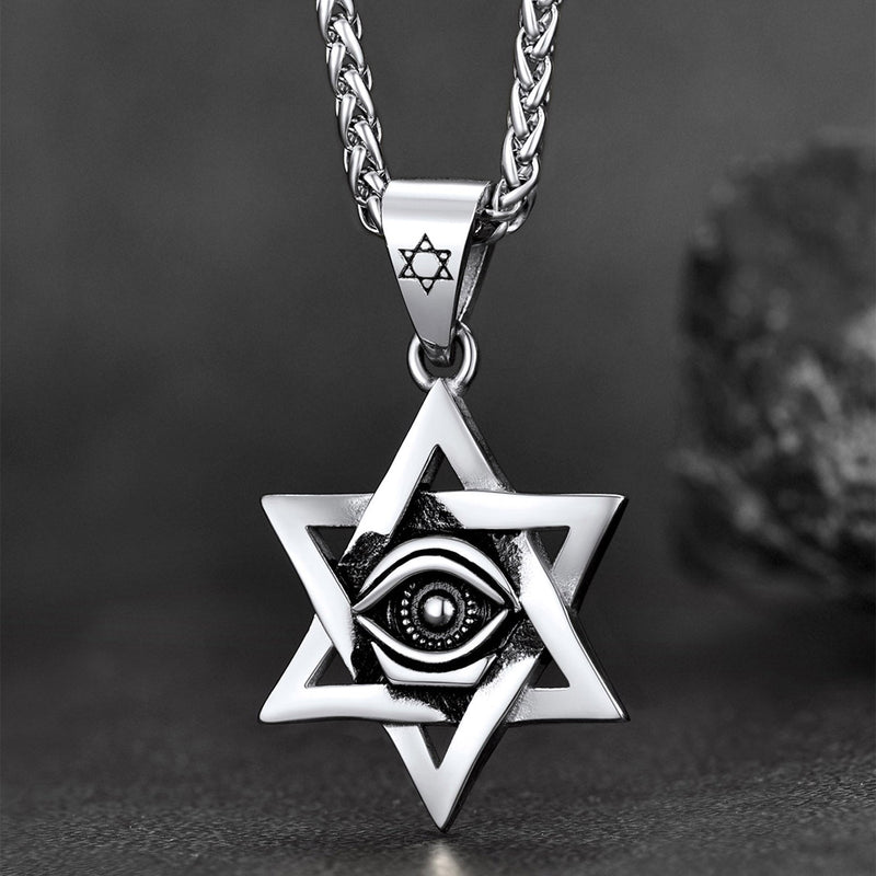 Star of David Necklace Pendant With Eye of God for