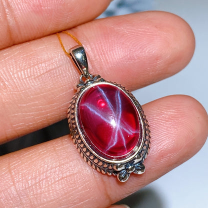 Star Ruby Pendant Spiritual Necklace 15-25mm Healing Crystal