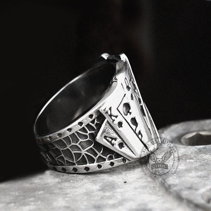 Straight Flush Poker Cards Stainless Steel Ring