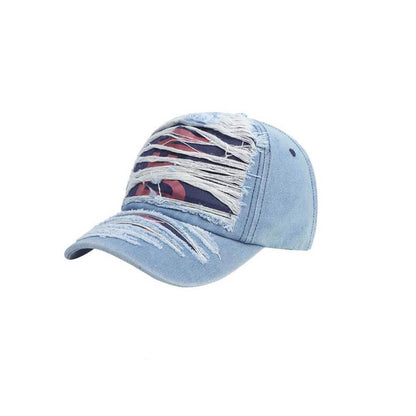 Stylish Ripped Letter Distressed Denim Baseball Cap