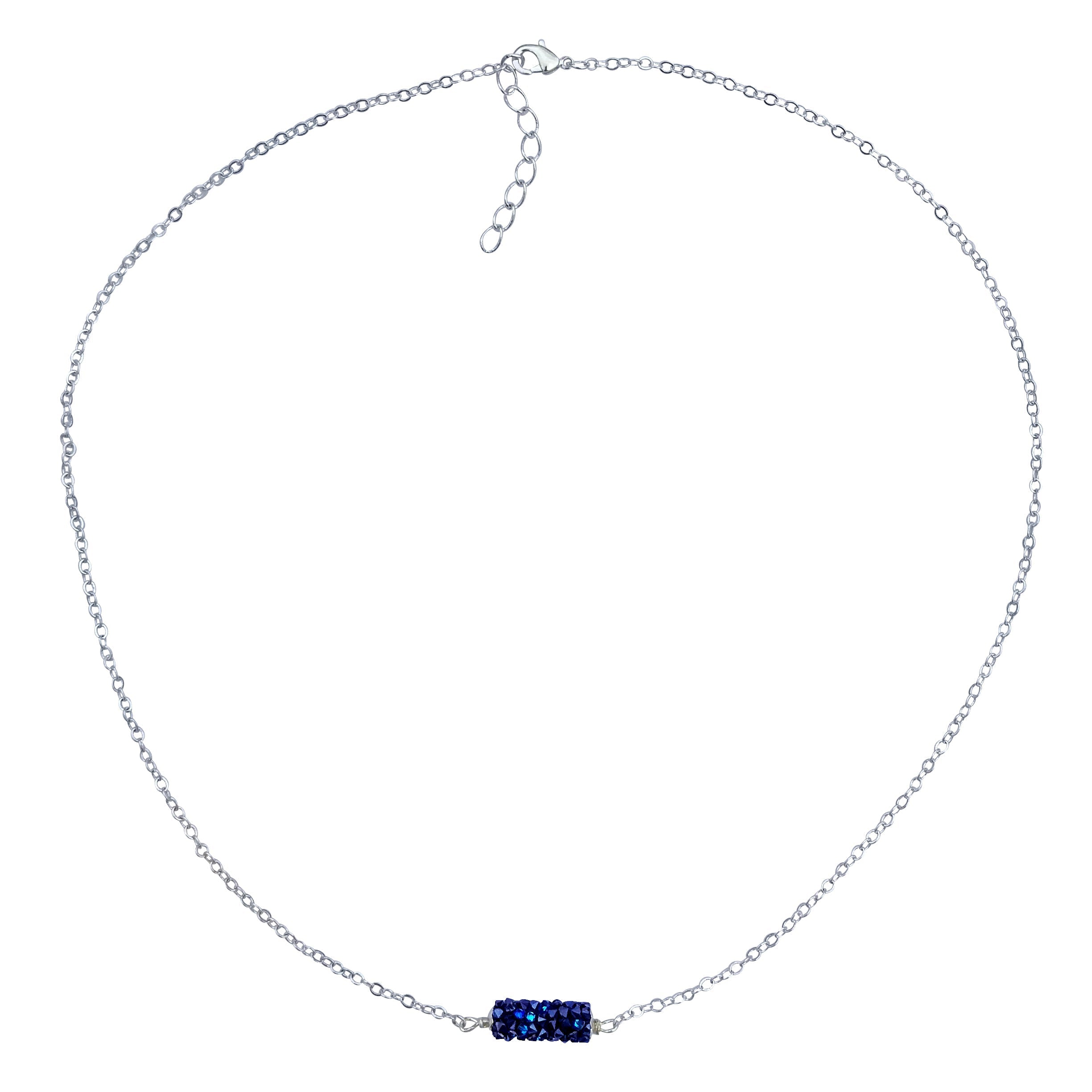 Ocean Blue Swarovski Crystal Druzy Silver Necklace and Earring Set